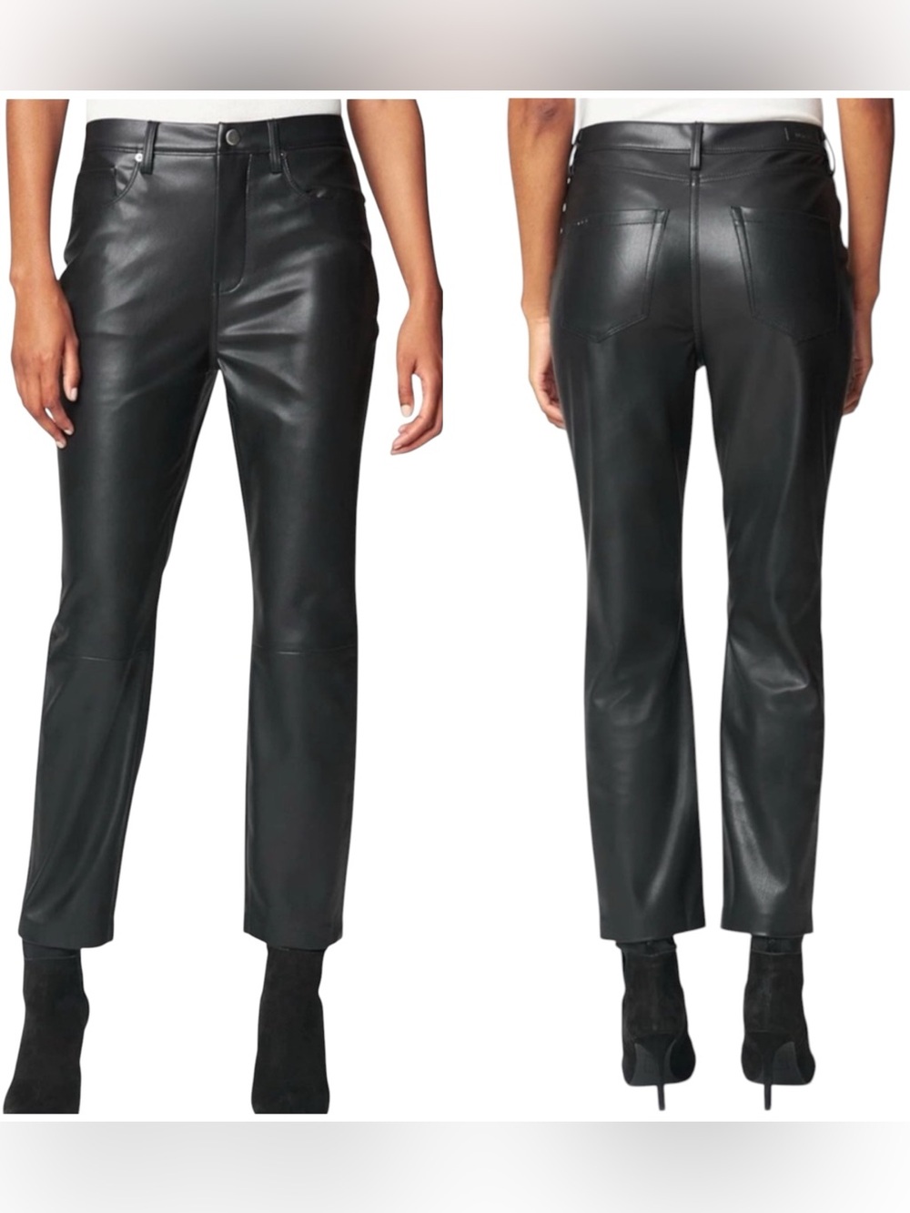 Blank NYC Baxter Black Faux Leather Ribcage Straight Leg Pants Women’s Size 29